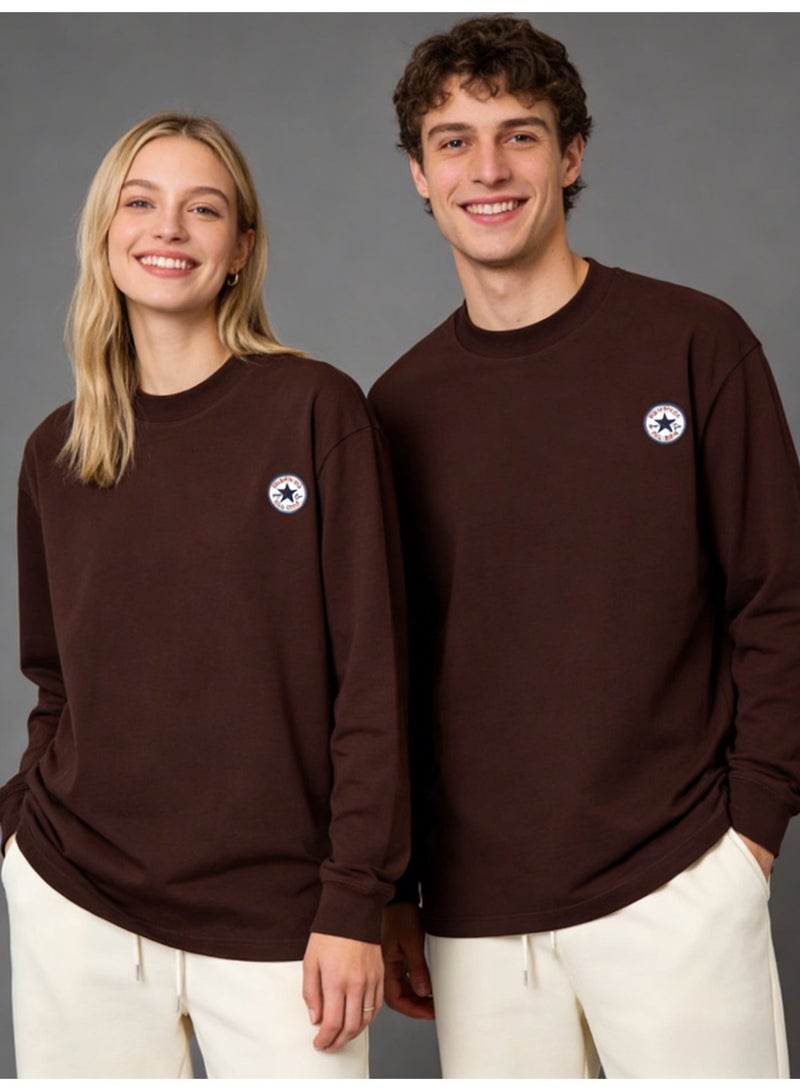 CONVERSE loose casual long-sleeved round neck T-shirt-suitable for both men and women, cotton sports shirt with logo, casual and fashionable street clothes in China. - Image 1